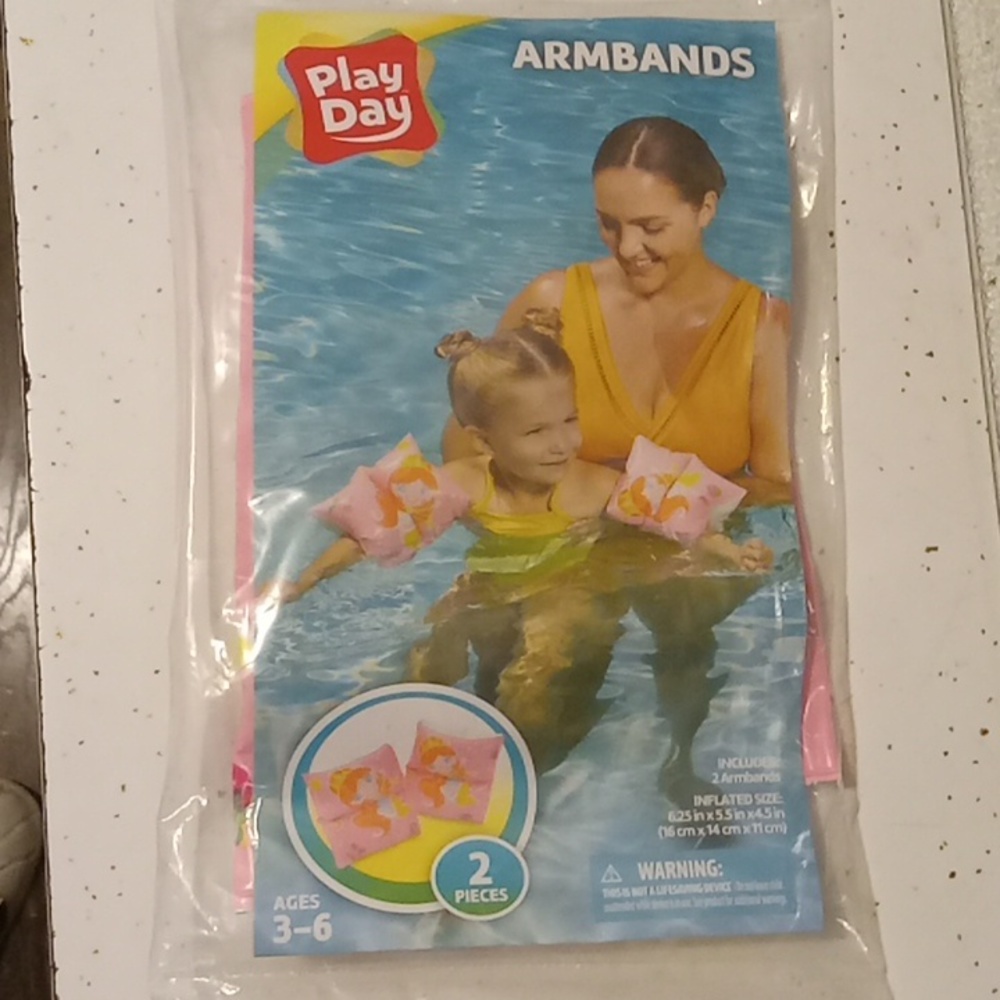 Play Day- 2PC Set Pink-Mermaid Armband/Floaties Ages (3-6)